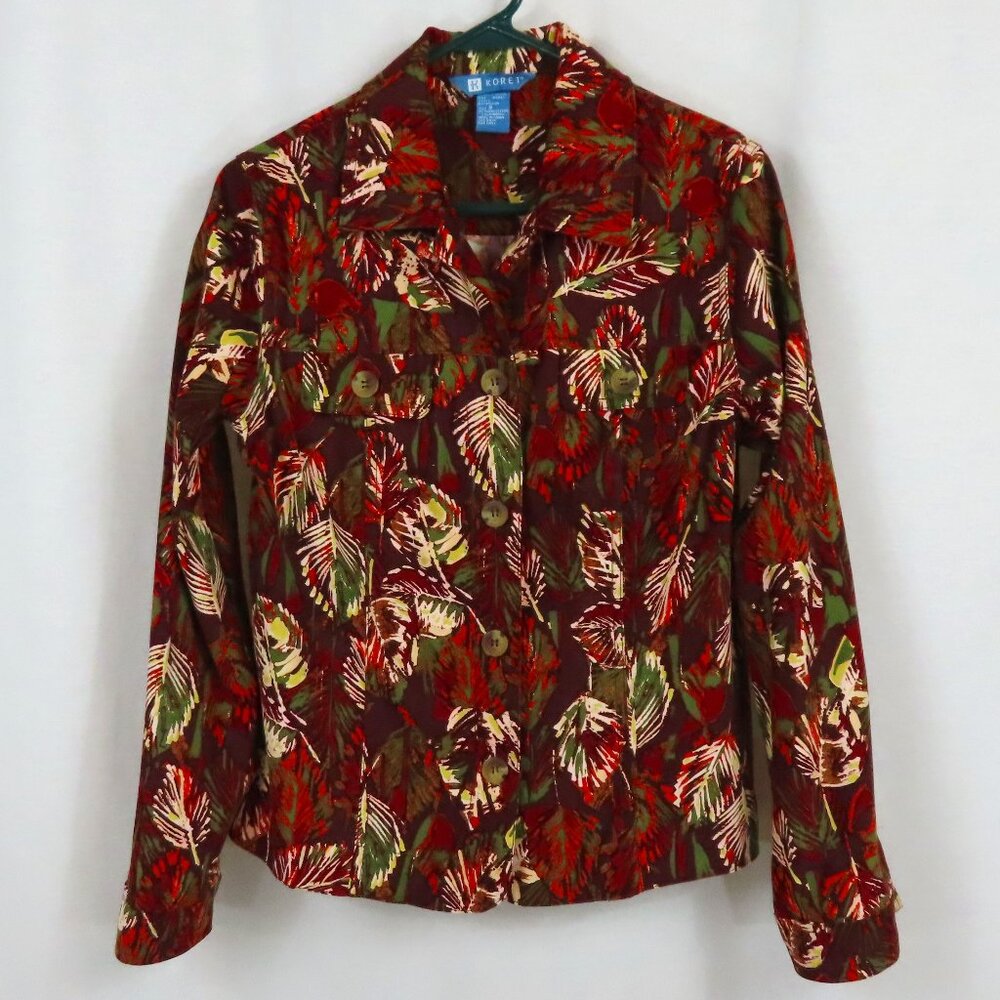 Koret Button Up Leaf Pattern Soft Shirt Sz. S